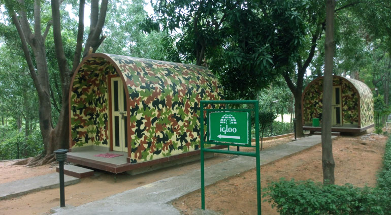 Camping experience in the igloo shaped accommodations
